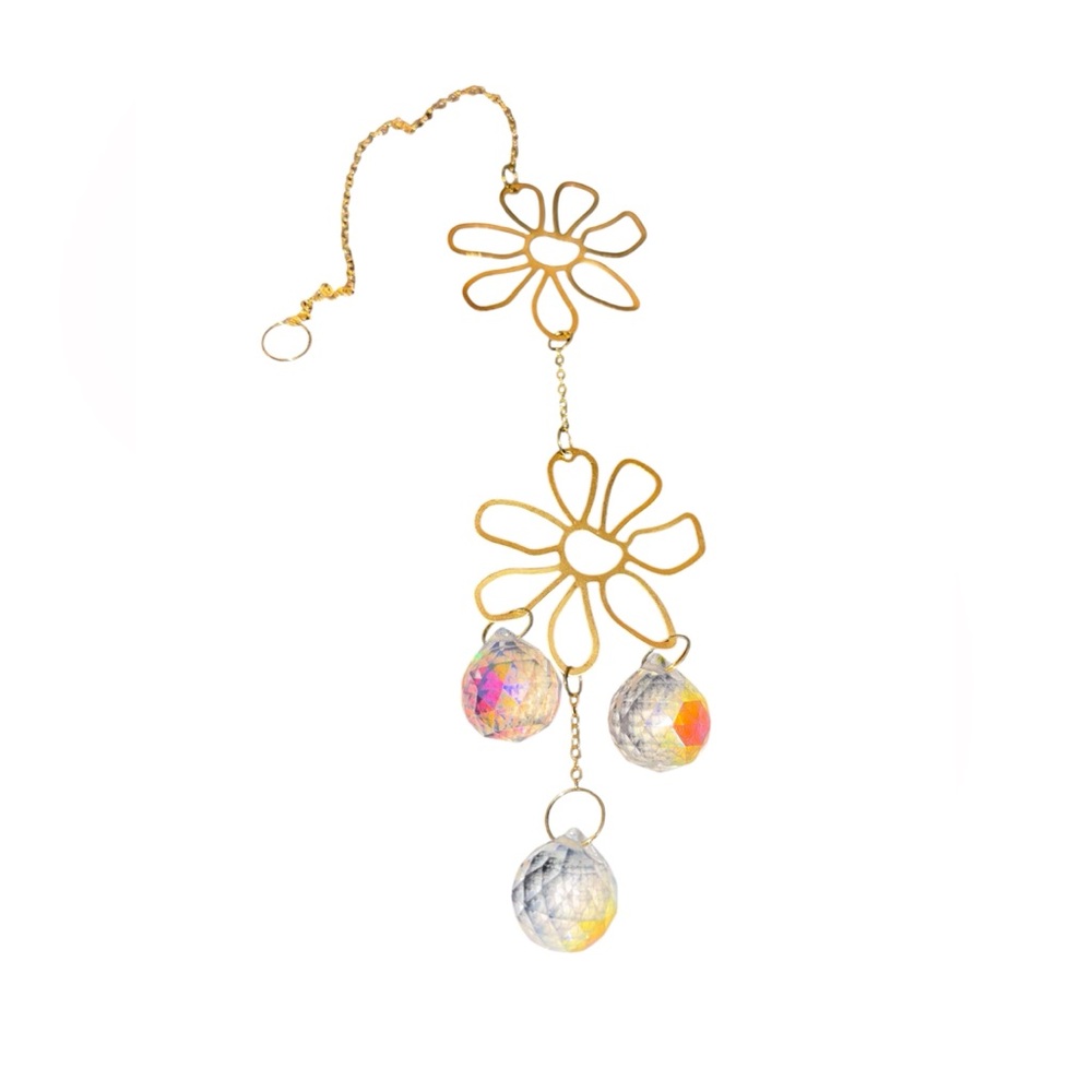 Long Golden Crystal Prism and Charm Suncatchers - Picture 3 of 11